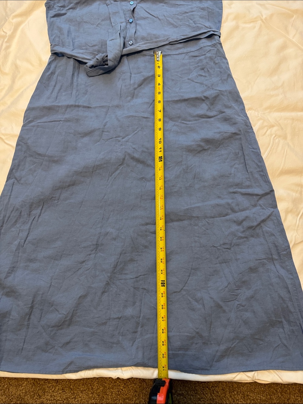 Magari Made in Italy Blue Linen Sleeveless Belted Button Down Midi Dress XL - Picture 5 of 5